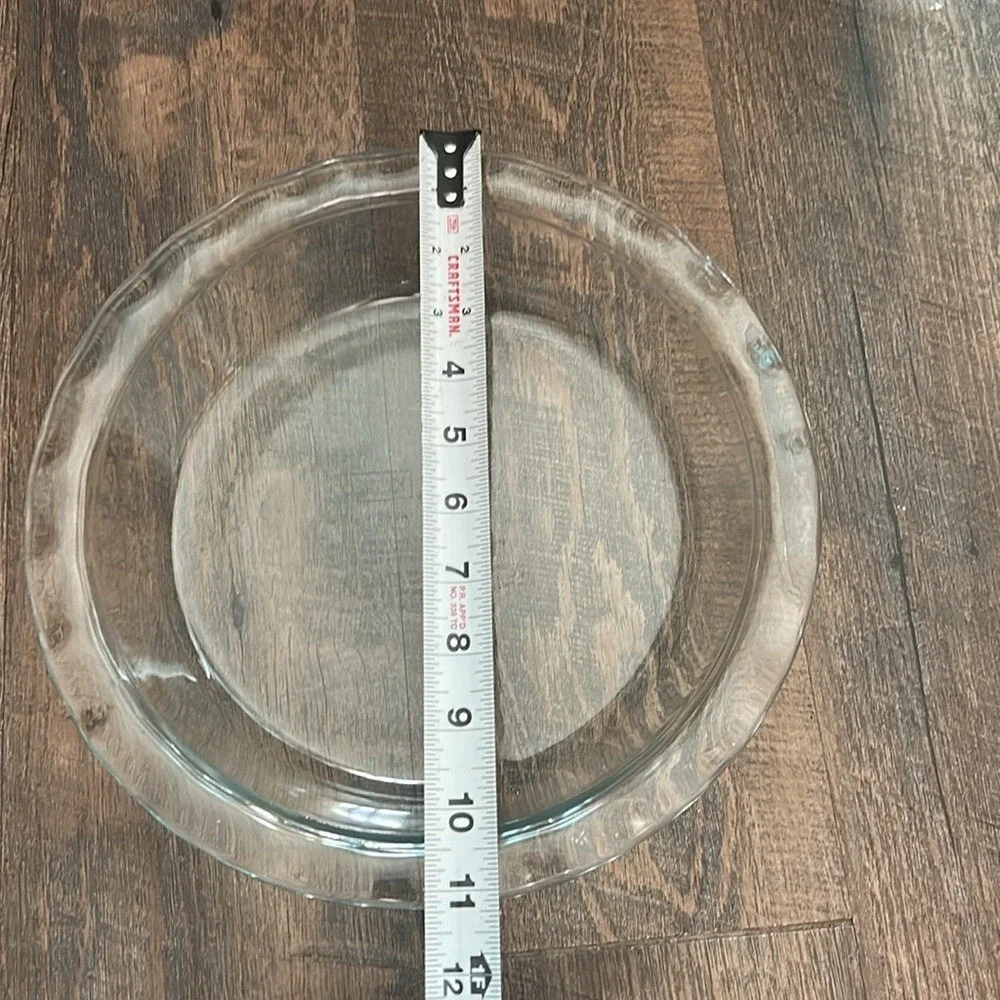 Pyrex Pie Plate Clear Glass‎ Ruffled Scalloped Edges Bakeware C209 9.5